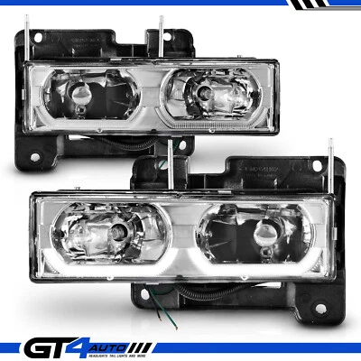 1988-1998 Chevy GMC Suburban C10 C/K Tahoe Yukon LED Tube Headlight Set w/Bulb - Image 1 of 4