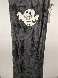 Ghost & Host 50X60 Black Plush Throw Embossed Tassel Ghosts Design NWT - Picture 1 of 5