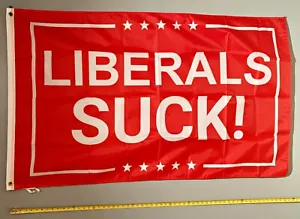 BANDIERA DONALD TRUMP SPEDIZIONE GRATUITA Liberali Succhiano Rosso Desantis 2024 Biden Succhia Insegna 3x5 - Foto 1 di 1