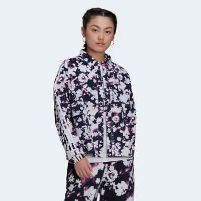 阿迪达斯花卉全印花田径夹克上衣火鸟超级巨星~女式尺寸 XL nwt — 第 1/4 张图片