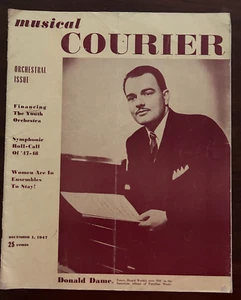December 1, 1947 MUSICAL COURIER Review of the World's Music. Donald Dame Cover - Imagen 1 de 5