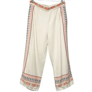 Pantalones Cortos Anthropologie Ivory Islander Bordados Pierna Recta 2 Boho Playa - Imagen 1 de 10
