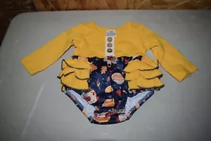Girls Boutique Ruffle Bottom Fall Bodysuit Outfit Lace and Leaves #31 - Picture 1 of 4