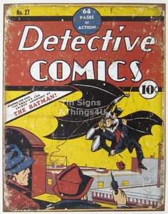 Detective Comics Cover 10¢ No.27 retro vtg The Batman TIN SIGN metal poster 1967 - Picture 1 of 2