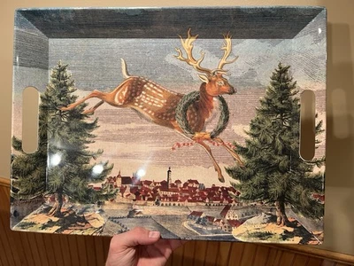 John Derian for Target Reindeer Wintry Town Melamine Handled Serving Tray 2025 - Image 1 of 4