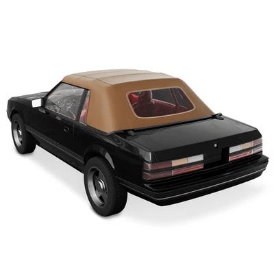 Brown Convertible Soft Top for Ford Mustang 1983-1993 2-Door with Plastic Window - Image 1 of 4