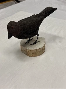 folk art hand carved wood bird sculpture - Picture 1 of 5