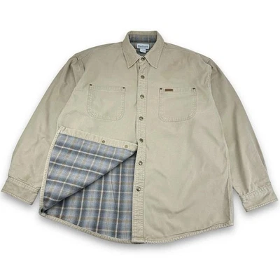 Vintage Carhartt S96GKH Flannel Lined Heavy Over Shirt Shacket Beige Large CB869 - Image 1 of 4