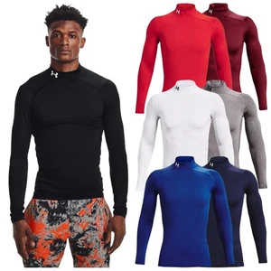 Under Armour Mens ColdGear Compression Mock Gym Workout Baselayer Top - Picture 1 of 22