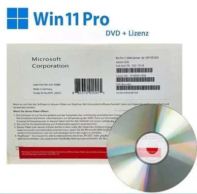 Microsoft Windows 11 Pro 64Bit Deutsch OEM COA Vollversion Lizenz + DVD - Bild 1 von 2
