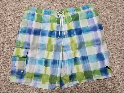 Traje de baño Tommy Bahama Baja Harbor Cove azul a cuadros para hombre XXL bolsillos forro cremallera Foto 1 de 4