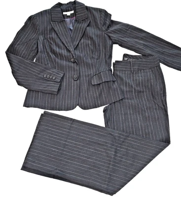 MERONA Traje Chaqueta (Talla S) y Pantalones Talla 6 - Gris con Rayas Rosa/Púrpura Foto 1 de 4