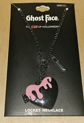 Scream Ghost Face "Call Me" Pink Bleeding Drip Heart Locket Necklace New  - Image 1 of 4