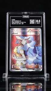 2017 POKÉMON XY PREM. TRAINER COLLECTION #XY177a KAREN FULL ART TAG 8.5 - Picture 1 of 2
