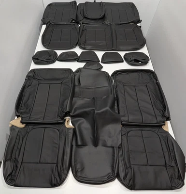 Fundas de asiento de cuero negro para Ford F250 F350 doble cabina XLT Lariat 2012-2016 W223 Foto 1 de 4