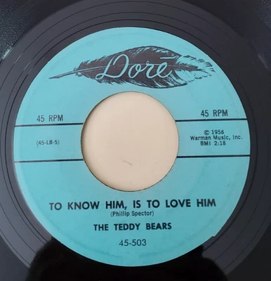 Teddy Bears TO KNOW HIM, IS TO LOVE HIM (DOO WOP 45) #503 PLAYS VG++ NO NOISE! - Image 1 of 4