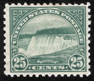 US Sc 568 Yellow Green 25¢ 1922 p.11x11 Original Gum Hinge Remnant - Picture 1 of 1