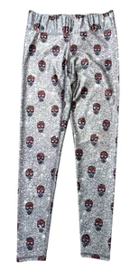 TEREZ Leggings 'GLITTER' Skulls women's Size Large grey Made in NYC USA - Picture 1 of 9