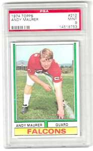 1974 Topps Andy Maurer # 212 Graded Card PSA 9 Falcons pop 53 & 8 higher only - Picture 1 of 2