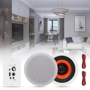 6.5" 300W Stereo Outdoor Waterproof in-Ceiling Speakers+Wall Bluetooth Amplifier - Picture 1 of 16