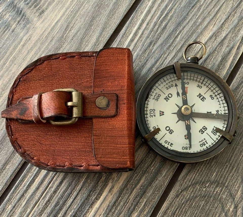 Solid Brass Nautical Pocket Compass Adventure Gift