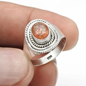 Sacro Chakra Sol Piedra Preciosa Cóctel Anillo de Tendencia Plata de Ley US 9 - Imagen 1 de 9