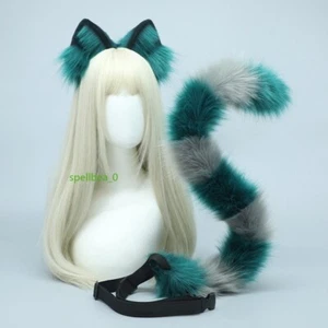 Lindo conjunto de accesorios de cola diademas orejas ropa gato Cheshire NUEVO - Imagen 1 de 18