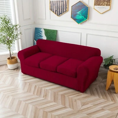 Juego de 4 fundas de sofá elásticas impermeables antideslizantes hojas jacquard con funda de cojín Foto 1 de 4