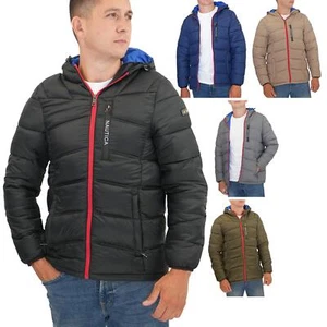Nautica Mens Puffer Jacket Performance N83 Hooded Pockets Water Resistant - Picture 1 of 36