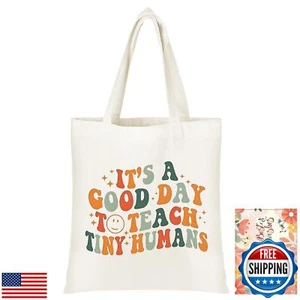 richeotai Teacher Appreciation Gifts, Canvas Tote Bag Aesthetic for Women, Re - Picture 1 of 5
