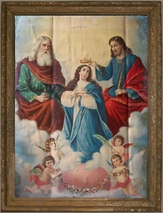 Splendida rara icona capoletto oleografia fine800 Assunzione di Maria in Cielo - Foto 1 di 6