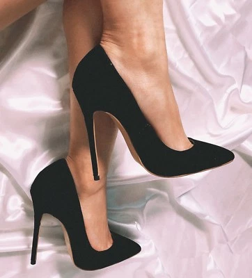 High Heel Pointed Toe 4.3in Agrirewiel Women Black US 11 (88-76) - Image 1 of 4