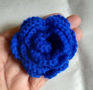 2,5 Zoll Handarbeit Häkeln Blau Rose Blumen 20 Stck. Tasche Haarkleid Zubehör Applikation