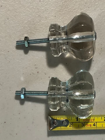 OLD VINTAGE PAIR OF SOLID GLASS DRAWER KNOBS PULLS HANDLES Cover