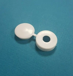 White Nylon Plastic Screw Covers / Hinged Caps M6 Thread, 18mm Diameter - Picture 1 of 3