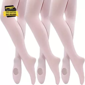 Womens Girls Solid Color Comfortable Convertible Ballet Tights 1-3 Pairs Pack ⭐️ - Picture 1 of 5