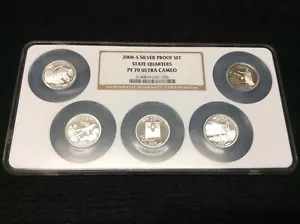 2008-S Silver Proof Set, State Quarters 25C PF 70 Ultra Cameo NGC - Picture 1 of 2