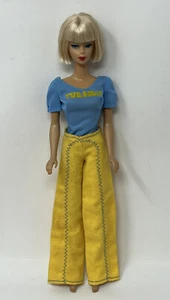 Vintage Barbie Clone Clothes Tuesday Taylor Doll Outfit Yellow Pants Blue Top - Picture 1 of 14