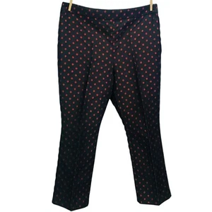 Talbots Womens Kick Crop Pants Holiday Dot Black Metallic Red Size 14 - Picture 1 of 12