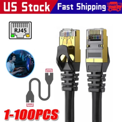 Cat 8 Ethernet RJ45 Cable Super Speed 40Gbps Patch LAN Network Gold Plated Lot - Image 1 of 4