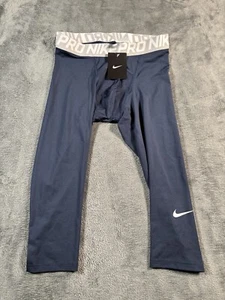 Pro Nike Spandex Pants Mens Medium 3/4 Length Blue Basketball Long Shorts NEW! - Picture 1 of 18
