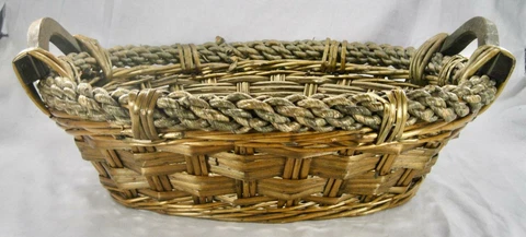 Gathering Laundry Basket Wicker 2 Handles Brown Decorative Vintage Country (O2) Cover