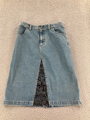 Falda para mujer Jill 10T azul denim una línea del azul corte en relieve tiro medio Foto 1 de 4