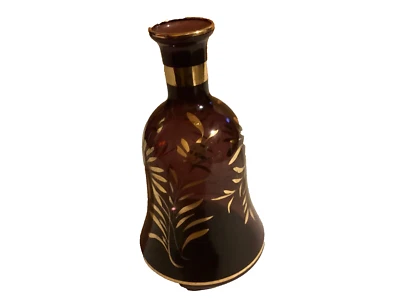 Vidro de ametista italiano vintage dourado (?) Decantador de sobreposição floral - Sem rolha - Imagem 1 de 4