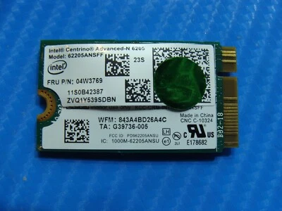 Lenovo ThinkPad X1 Carbon 1st Gen 14" OEM Wireless WiFi Card 62205ANSFF 04W3769 - Image 1 of 2