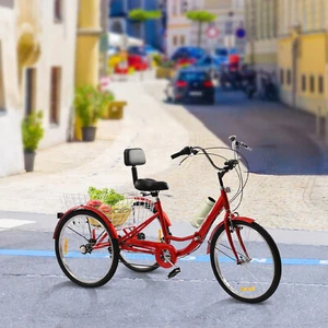Triciclo 24 Pulgadas para Adultos 7 Velocidades 3 Ruedas Bicicleta + Cesta Triciclo NUEVO - Imagen 1 de 23