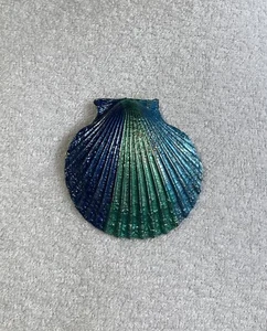 Vintage Scallop Seashell Brooch Pin Silver-tone Coastal Beach Resort Jewelry - Picture 1 of 9