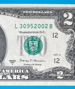 TRAILING YEAR 2002 : L 3095 2002 B $2 Two Dollar Bill Serial Number - Picture 1 of 4