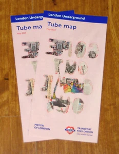 2x London Underground Tube Subway Map - MAY 2023 - England United Kingdom - Picture 1 of 5