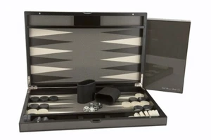 Dal Rossi Carbon Fibre Finish 15″ 38 cm Backgammon Set NEW! - Picture 1 of 3